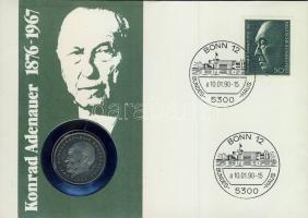 NSZK 1982. 2M "Konrad Adenauer" érmés, bélyeges borítékon alkalmi bélyegzővel, hátoldali ismertető tanúsítvánnyal T:1 Csak 5000 db!