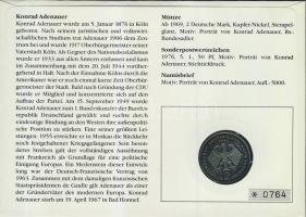 NSZK 1982. 2M "Konrad Adenauer" érmés, bélyeges borítékon alkalmi bélyegzővel, hátoldali i...