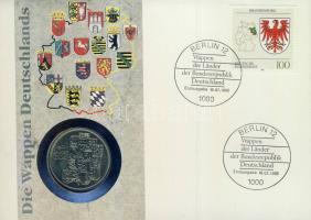 NDK 1989. 10M "40 éves az NDK" bélyeges érmés borítékon elsőnapi bélyegzővel, hátoldali ismertetővel T:1