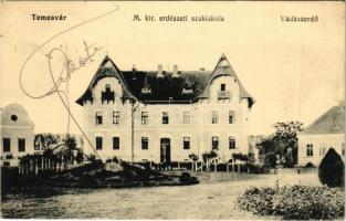 1913 Temesvár, Timisoara; Vadászerdő, M. kir. erdészeti szakiskola. Polatsek kiadása / forestry school (EK)