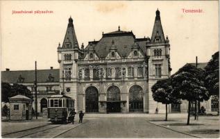 Temesvár, Timisoara; Józsefvárosi pályaudvar, vasútállomás, villamos. Tóth Béla kiadása / Iosefin railway station, tram (EK)