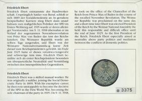 NSZK 1975. 5M "Ebert" Ag érmés, bélyeges borítékon alkalmi bélyegzővel, hátoldali ismertet...