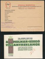 cca 1940-1950 Molnár-Szegő villanyreklámok reklámlap + Omega Neonfény fejléces boríték, jó állapotban