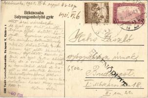 1921 Békéscsaba, Selyemgombolyító gyár. Vasúti Levelezőlapárusítás 5508. (EK)