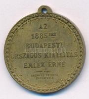 1885. Az 1885iki Budapesti Országos Kiállítás Emlék Érme bronz emlékérem füllel, Knopp és Steiner Budapesten gyártói jelzéssel (30mm) T:2