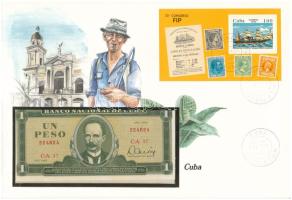 Kuba 1982. 1P felbélyegzett borítékban, bélyegzéssel T:I Cuba 1982. 1 Peso in envelope with stamp and cancellation C:UNC
