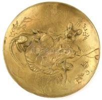 Kínai patkányos bronz tál, jelzett, d: 16,5 cm