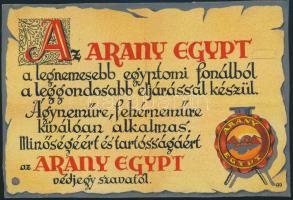 Arany Egypt kézzel rajzolt reklámterv, 1920-1930 körül. Vegyes technika, karton, jelzett, 10x15 cm