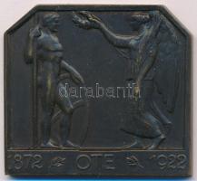 1922. 50 éves az Óbudai Tornaegylet bronz plakett (49x45mm) T:1- patina