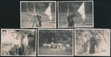 1933 Életképek a cserkésztáborból, 5 db fotó, 8,5×6 cm