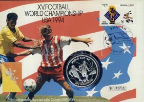 Bhután 1992. 300N Ag "Labdarúgó VB" bélyeges érmés borítékon elsőnapi bélyegzővel, hátoldali ismertető tanúsítvánnyal T:PP Csak 9000 db!