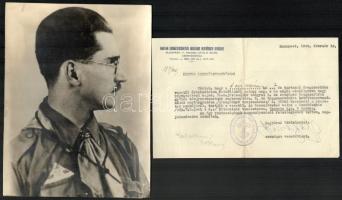 1929-1939 4 db dokumentum (értekezleti meghívó, cserkészmesteri táborok ismertetője, körlevél őrsvezetői tábor ügyében, cserkészparancsnok fotója)