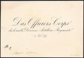 cca 1900 35. Tüzérezred Officiers Corps üdvözlőkártya 16x11 cm