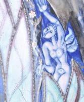 Stefániay Edit (1936 - ): Égben lebegő csarnok. 2008. Tűzzománc. Kis sérüléssel. 60x110cm