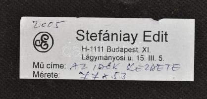 Stefániay Edit (1936 - ): Az idők kezdete. 2005. Tűzzománc. 77x53cm