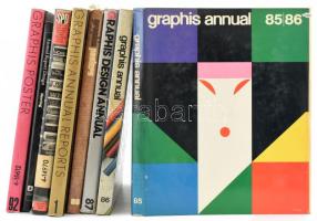 Graphis Annual. The international annual of advertising and editorial graphics. 5+3 kötet 1980-1989. Nagyon sok művészi illusztrációval. Kiadói vászonkötésben papír védőborítóval