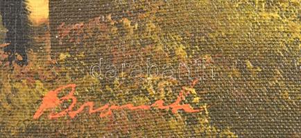 Bronch jelzéssel: Erdei ház. Olaj, fára kasírozott vászon. Keretben. 20x25,5cm