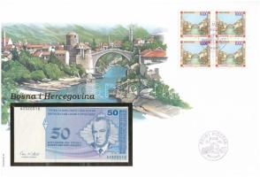 Bosznia-Hercegovina 1998. 50p felbélyegzett borítékban, bélyegzéssel T:1  Bosnia-Herzegovina 1998. 50 Pfeniga in envelope with stamp and cancellation C:UNC
