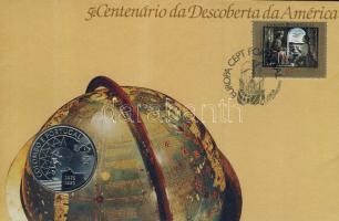 Portugália 1991. 200Esc "Kolombusz" érmés, bélyeges borítékon alkalmi bélyegzővel, hátoldali ismertetővel T:BU