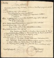 1922 Kispest, a 133. számú Levente cserkészcsapat Harkály őrs jelentése aláírásokkal, bélyegzéssel