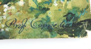 Oppel Imre (1883-1968): Bélapatak a Lomnitzi csúcsnál (Tátra). Akvarell, papír, jelzett, hátoldalán ...