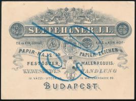 Seefehlner J.L. papír, rajz- és festőszer üzletének reklámkártyájára írt számla