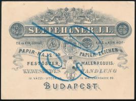 Seefehlner J.L. papír, rajz- és festőszer üzletének reklámkártyájára írt számla