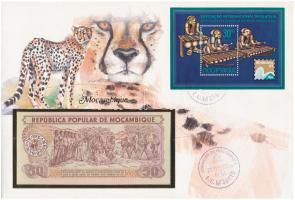 Mozambik 1983. 50M felbélyegzett borítékban, bélyegzéssel T:I Mozambique 1983. 50 Meticais in envelope with stamp and cancellation C:UNC