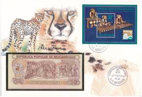 Mozambik 1983. 50M felbélyegzett borítékban, bélyegzéssel T:I Mozambique 1983. 50 Meticais in envelope with stamp and cancellation C:UNC