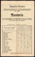 1864 Számadó Jelentés a Mosony megyei iskolatanítók nyugdíjegyletének vagyoni állapotjáról 4 p