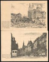 1933 Cserkészillusztrációk budapesti látképekkel, 4 nyomtatott lap, kétoldali tartalommal