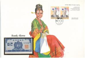 Dél-Korea 1962. 10J felbélyegzett borítékban, bélyegzéssel T:I South Korea 1962. 10 Jeon in envelope with stamp and cancellation C:UNC