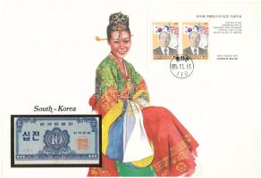 Dél-Korea 1962. 10J felbélyegzett borítékban, bélyegzéssel T:I South Korea 1962. 10 Jeon in envelope with stamp and cancellation C:UNC