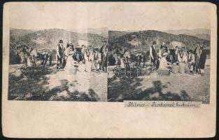 cca 1900 Plitvice, Horvátország, kukorica adásvétel, sztereókép, nyomat, 9×14 cm