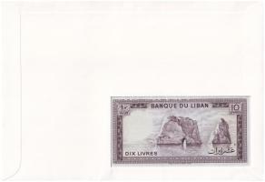 Libanon 1964-1986. 10L felbélyegzett borítékban, bélyegzéssel T:I Lebanon 1964-1986. 10 Livres in en...