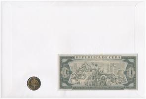 Kuba "José Martí" érmés és bankjegyes felbélyegzett boríték bélyegzéssel, benne 1992. 1P +...