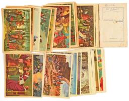 1959 Történelmi fejtörő ismertető füzettel, az 52 db színes képből 13 db hiányzik