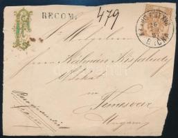 1881 Ajánlott levél előlap 15kr K.K.MILIT.POST XVII BRCKA - Temesvár, díszes előoldali monogrammal