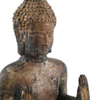 Buddha, öntött bronz szobor, jelzés nélkül, m: 31,5 cm