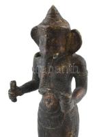 Ganésa hindu isten, öntött bronz szobor, jelzés nélkül, m: 29 cm