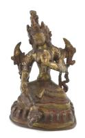 Párvati hindu istennő, bronz szobor, m: 11,5 cm