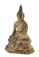 Buddha, öntött réz szobor, m: 10,5 cm