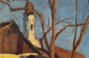 P. Kováts Ferenc (1911-1983): Nagybánya télen. Olaj, vászon, jelezve jobbra lent. Dekoratív fakeretb...