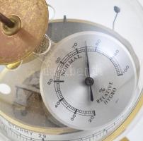 Vintage asztali barométer, meteo gömb hőmérővel, páratartalom mérővel d: 16 cm