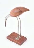 Jelzés nélkül: Ivó daru. Design fém és fa szobor, m: 25 cm