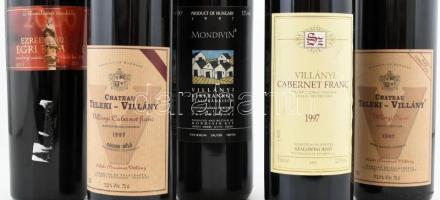 5 palack vegyes magyar vörösbor 1997: villányi, stb