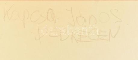 Kapcsa János (1940-2011): Táj. Olaj, farost, jelzett. Hátoldalán autográf felirattal. Dekoratív fake...