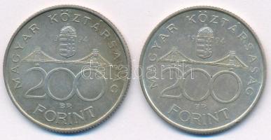 1994. 200Ft Ag "Deák" (2x) T:1-,2 patina 
Adamo F13.1