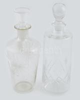 2 db csiszolt kristály likőrös üveg. két üvegdugóval 22 cm, 24 cm Hibátlanok
