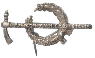 Osztrák-Magyar Monarchia 1916. M. K. 40. H. Gy. H. O. (Magyar Királyi 40. Hadsereg Gyalogsági Hadosztály) 1914-16 ezüstözött fém sapkajelvény (28x43mm) T:1- Austro-Hungarian Monarchy 1916. 40th Infantry Division of the Royal Hungarian Army 1914-16 silver plated cap badge (28x43mm) C:AU